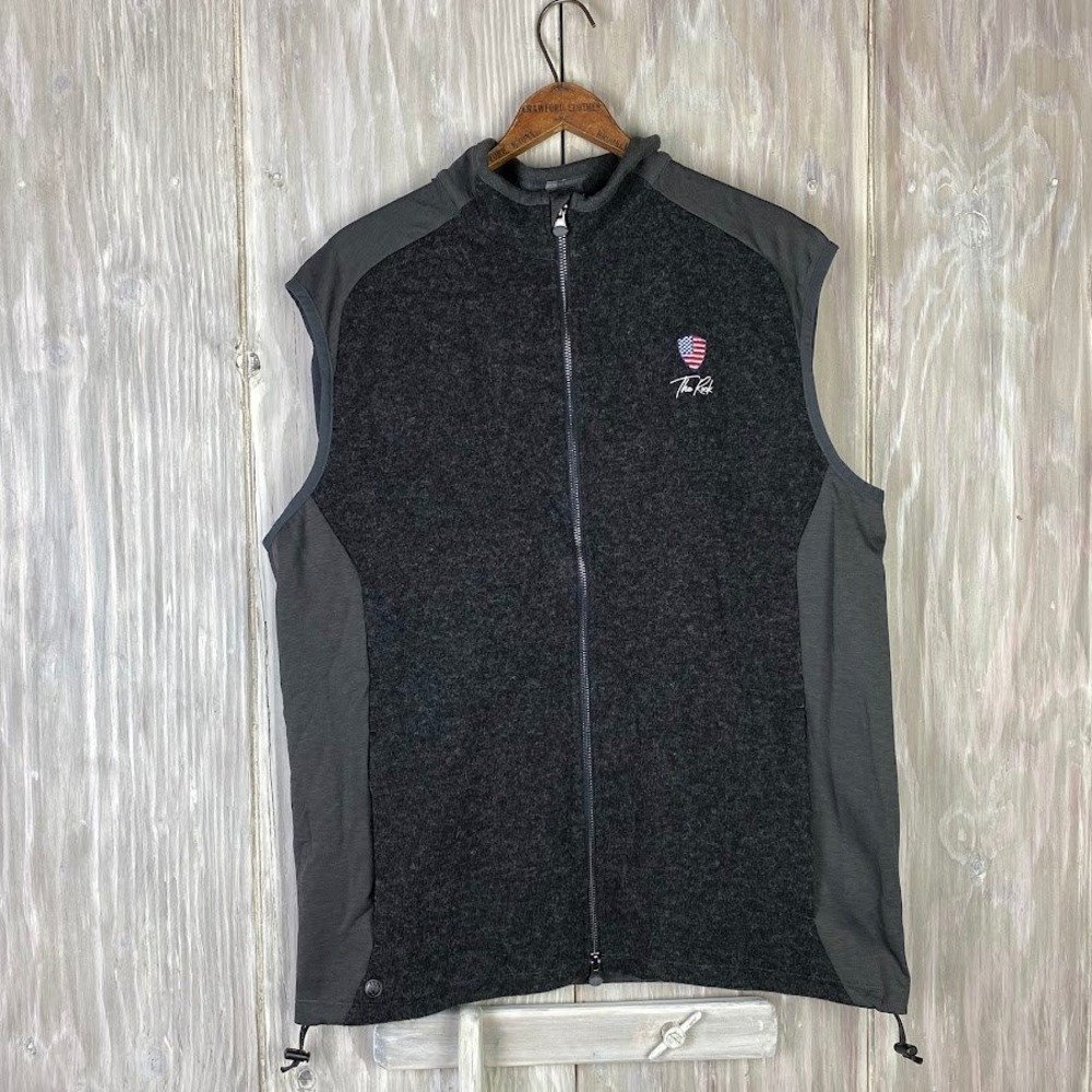 Greyson Luxe Vest Black Gray‎ Men's L The Rock Golf Club Logo